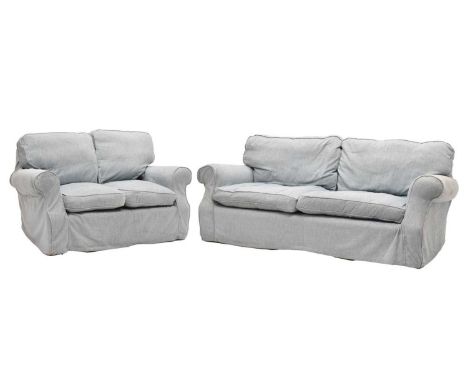 Laura Ashley - Three seater sofa 49cm (seats widest point), together with a two seater example, 97cm (seats widest point), bo