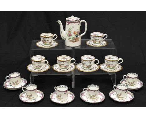 Aynsley coffee set decorated with cockerels, and Copeland Spode 'Chelsea' teawares manufactured for Harrods, Pattern No. 5689