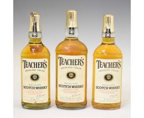 Teacher's 'Highland Cream' Old Scotch Whisky, 3 x 1 litre bottles