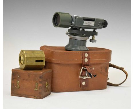 Hilger &amp; Watts dumpty theodolite, 18cm long, together with a brass angle finder, both cased (2)