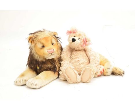 Steiff Limited edition Replica 1956 'Leo' lion in a recumbent position, 00733/4000, 53cm long, together with a late 20th cent