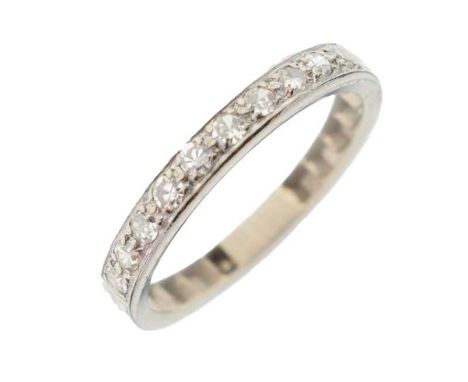 Diamond eternity ring, unmarked white metal, size T approx, 4g gross approx