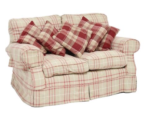 Laura Ashley - Two seater sofa upholstered in tartan fabric, 106cm (seats widest point) x 81cm high