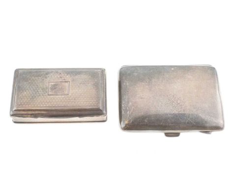 George III silver snuff box, Birmingham 1790, sponsor's mark of John Shaw, 7cm wide, and a silver cigarette case, 133g approx