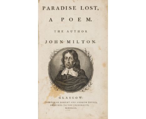 NO RESERVE Milton (John) Paradise Lost, A Poem, title with engraved portrait vignette, list of subscribers, 4D2 with repaired