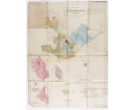 NO RESERVE Wales.- Map of Estates in the parishes of Llantrissent... Monmouth, manuscript and pen and ink map with watercolou