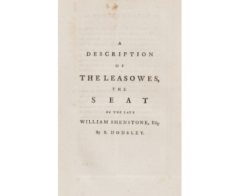 Shenstone (William) The Works in Verse and Prose..., 2 vol., engraved portrait, frontispiece, title-vignettes, head- &amp; ta