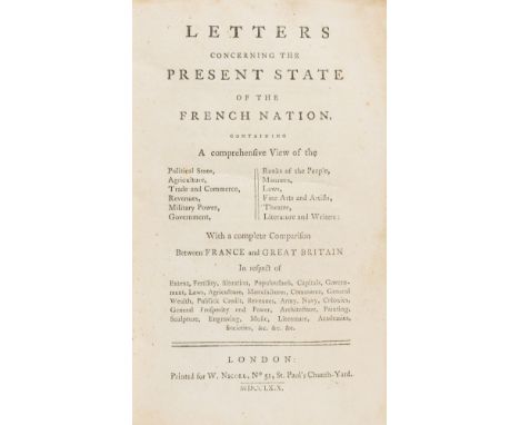 NO RESERVE Agriculture &amp; Trade.- [Young (Arthur, attributed to)] Letters concerning the present state of the French natio