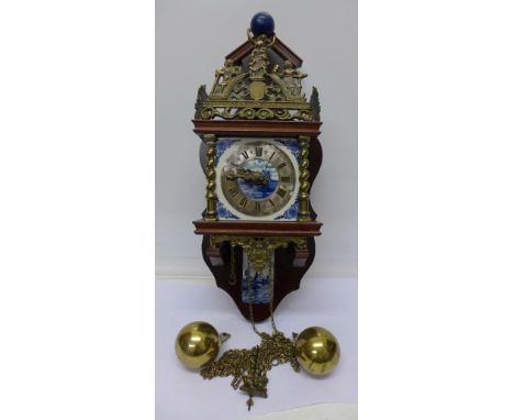 A German made bracket clock, the movement marked Badische, with pendulum and weights (in office)