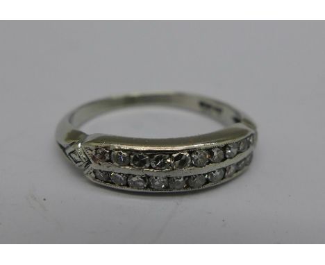 A platinum and diamond set ring, 3.5g, N