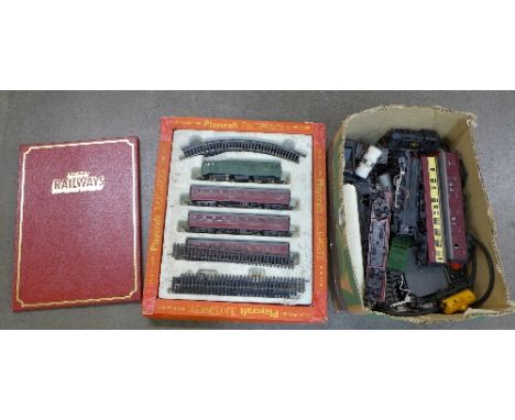 A OO gauge Playcraft Railway set and a box of Tri-ang OO gauge model rail including Princess Victoria 46205 engine