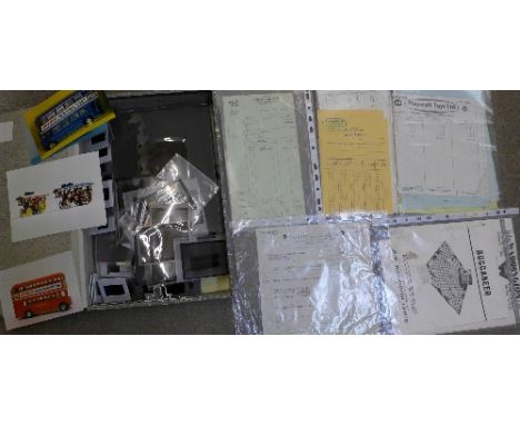Ephemera, comprising Corgi, Meccano, Marx and Airfix invoices, negatives and photographs of die-cast vehicles, from a local p