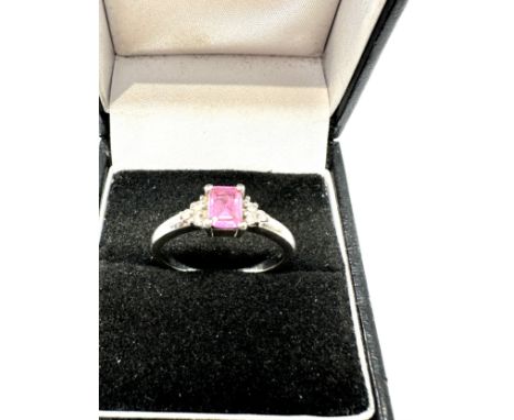 14ct white gold pink sapphire &amp; diamond dress ring (3.2g) 