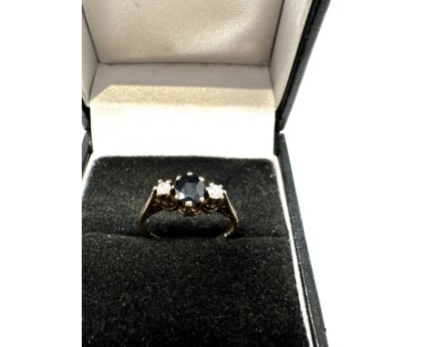 9ct yellow gold vintage diamond &amp; sapphire ring (1.4g) 