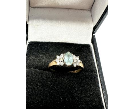 9ct gold diamond &amp; aquamarine ring (2.1g) 