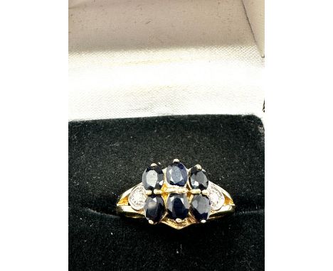 9ct gold sapphire &amp; diamond ring weight 2.9g 