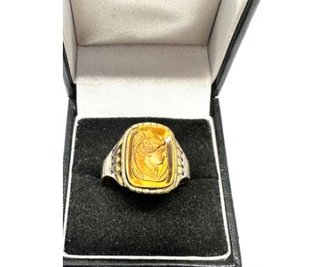 9ct yellow gold antique tigers eye ring (5.1g) 