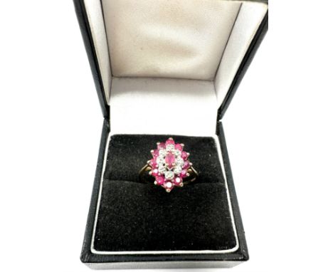 9ct gold diamond &amp; ruby dress ring (2.1g) 