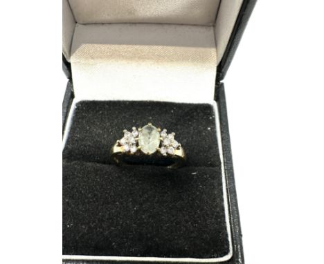 9ct yellow gold vintage diamond &amp; aquamarine  ring (1.7g) 