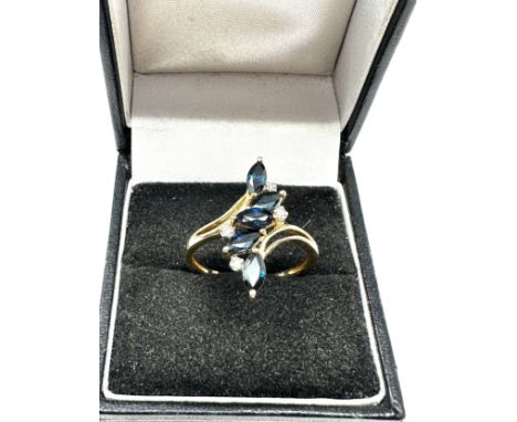 9ct yellow gold vintage diamond &amp; sapphire dress ring (2.5g) 