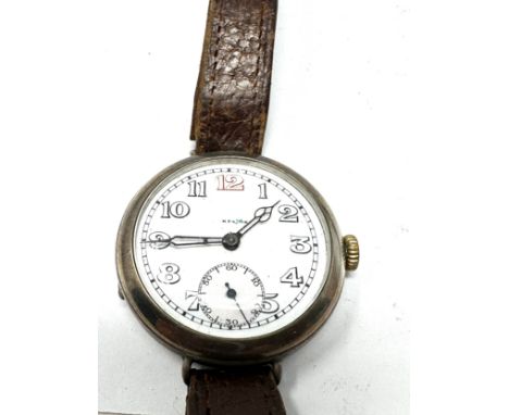 Vintage gents silver trench style wrist watch the watch is ticking 