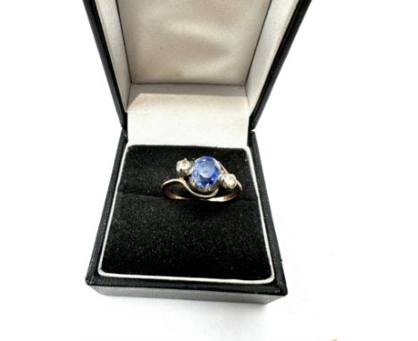 9ct gold &amp; silver antique sapphire ring (3g) 