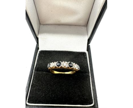 9ct gold diamond &amp; sapphire seven stone ring (2.2g) 