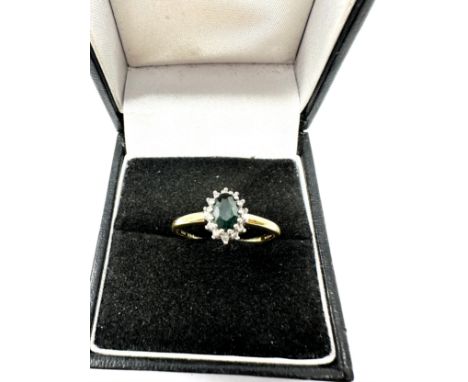 18ct duo-gold diamond &amp; sapphire halo ring (2.2g) 