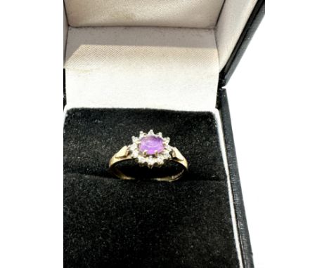 9ct gold diamond &amp; amethyst ring (1.8g) 