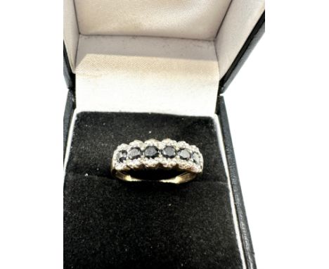 9ct gold diamond &amp; black moissanite ring (2.4g) 