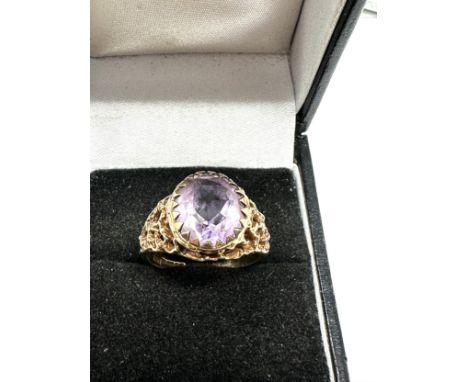 9ct yellow gold vintage amethyst ring (4.2g) 