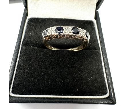 9ct gold diamond &amp; sapphire ring (2.9g) 