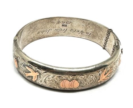 .925 1960s  Bangle With Gold Detailing (34g) 
