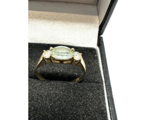 9ct yellow gold vintage clear gemstone &amp; topaz trilogy ring (1.5g) 