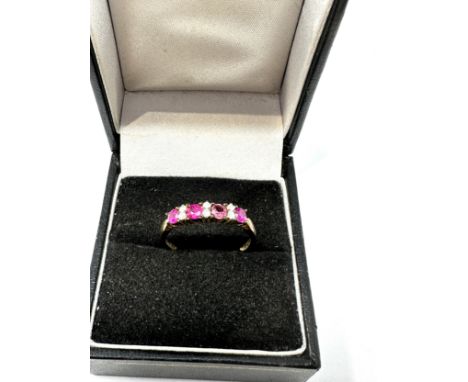 9ct gold diamond &amp; ruby  ring (1.6g) 