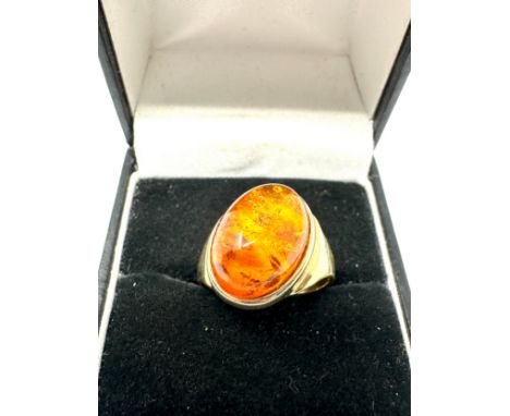 18ct gold amber statement ring (3.5g) 