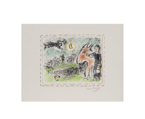 MARC CHAGALL (1887-1985)Village à l'âne rouge, 1984 (Mourlot, 1025)Lithographie en couleurs sur vélin Signée à la mine de plo