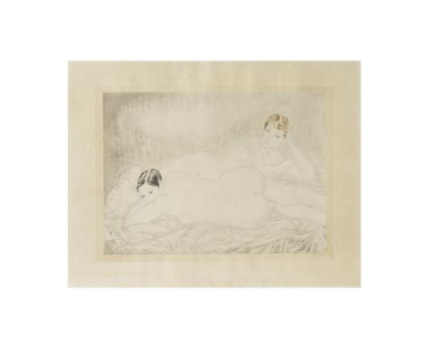 LÉONARD TSUGUHARU  FOUJITA (1886-1968)Les deux amies, circa 1927 (Buisson, 30.54)Eau-forte et aquatinte en couleur sur Chine 