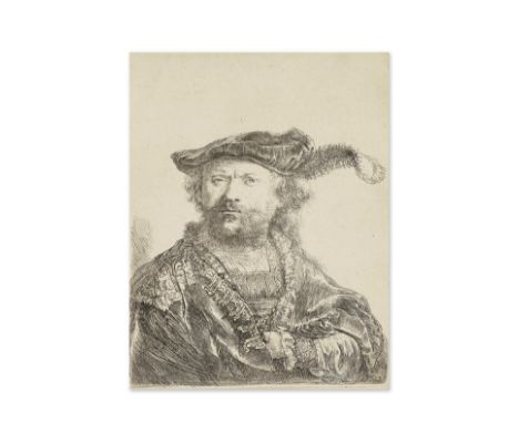 REMBRANDT HARMENSZ VAN RIJN (1606-1669)Autoportrait au Chapeau de velours avec une Plume, 1634 (B20, NH170)Eau-forte sur papi