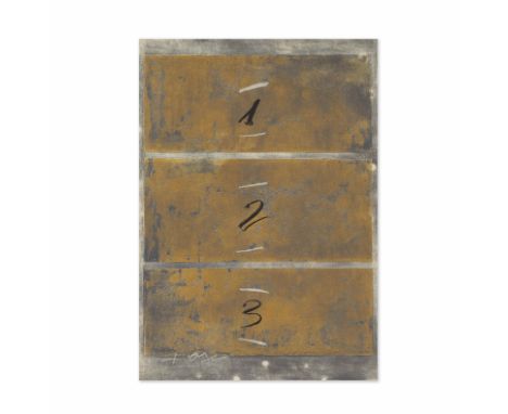 ANTONI TÀPIES (1923-2012)Tríptic Vertical, 1982 (Galfetti, 843) Eau-forte en couleurs sur vélin d'Arches embossé Epreuve hors