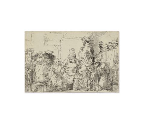 REMBRANDT HARMENSZ VAN RIJN (1606-1669) Jésus discutant avec les docteurs, 1653 (B65, NH281)Eau-forte sur papier vergé fortIm