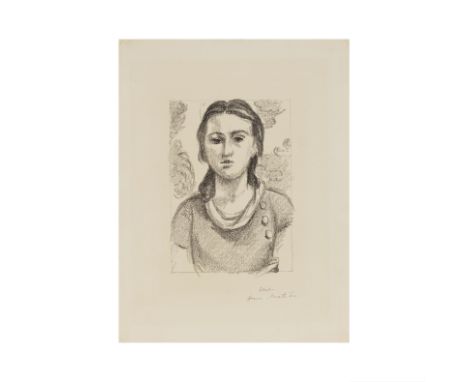 HENRI MATISSE (1869-1954)Tête de Jeune Fille, 1925 (Duthuit, 453)Lithographie en noir sur vélinSignée et annotée 'Etat' (Epre