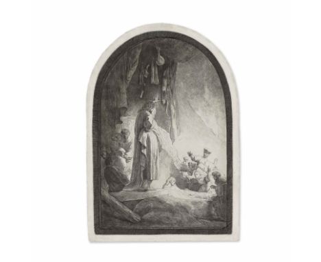 REMBRANDT HARMENSZ VAN RIJN (1606-1669)La Résurrection de Lazare, grande plaque, circa 1632 (B73, NH113)Eau-forte et gravure 