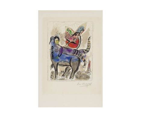 MARC CHAGALL (1887-1985)La vache bleue, 1967 (Mourlot, 488)Lithographie en couleurs sur vélin Signée à la mine de plombImprim