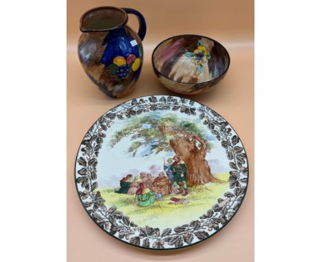 A Large Royal Doulton 'Under the Green Wood Tree' Robin hood design wall charger, together with H&amp;K Tunstall Viola patter