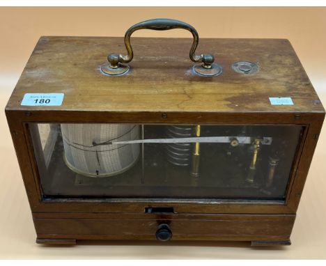 Antique Negretti & Zambra London mahogany cased barograph 