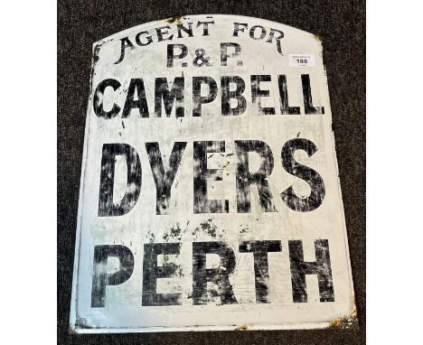 Antique enamel advertising sign 'Agent for P.&amp;P. CAMPBELL DYERS PERTH' [46X34CM] 