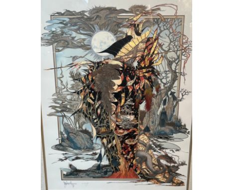 J.C. Graham Illingworth. [British, 20th century] 'Sorceress' Limited edition colour silkscreen print framed. Number 92/295. S