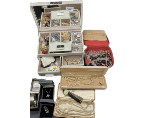 A Selection of mixed jewellery; Chester silver bangle, Silver Mackintosh brooch, 9ct gold Rotary 21 jewels watch [9.58grams],