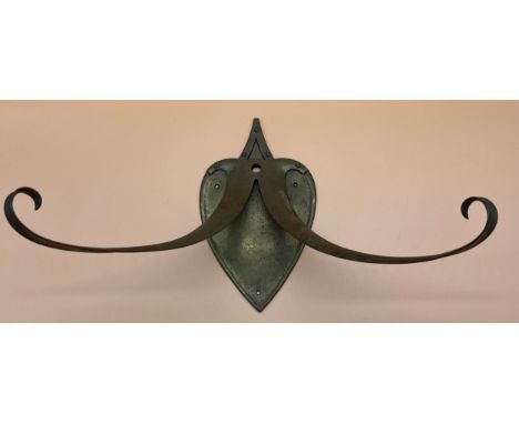 Four arts and crafts brass worked wall light fittings from Rennie Mackintosh Church in Glasgow. (Queen's Cross Church)   41cm
